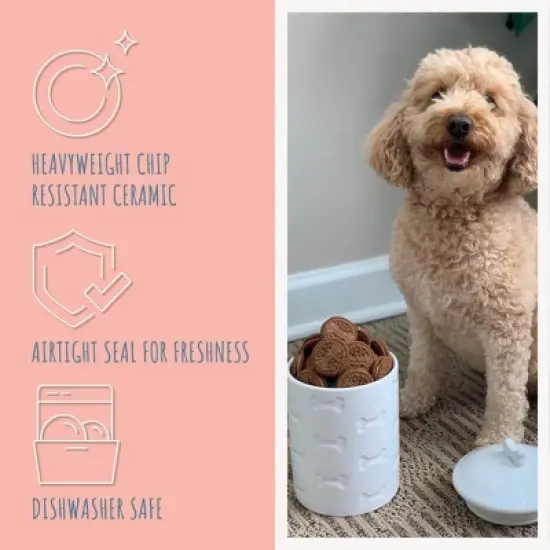 Park Life Designs 46 fl oz Manor Dog Treat Jar Food Storage Container - White image {3}