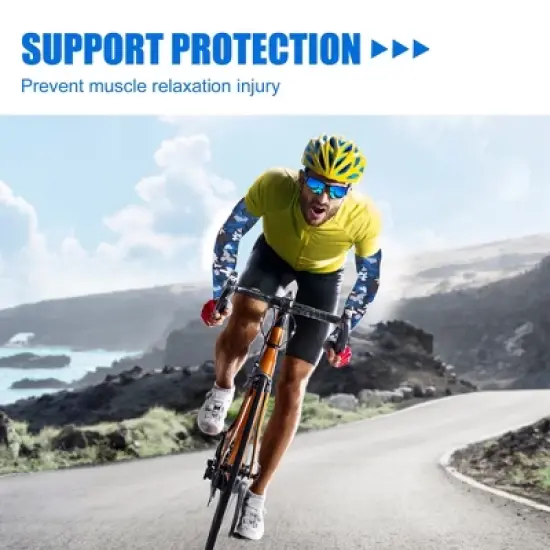 Unique Bargains Basketball Sports Camouflage Cooling Arm Elbow Compression Sleeve Blue 1 Pair image {5}