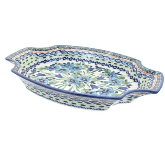 Blue Rose Polish Pottery 1208 Zaklady Large Serving Tray image {1}