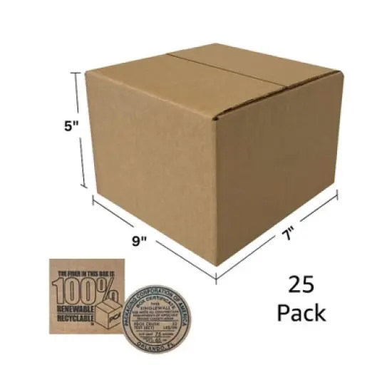 UOFFICE Pack of 25 Corrugated Boxes 9" x 7" x 5" Cardboard Shipping Boxes image {2}