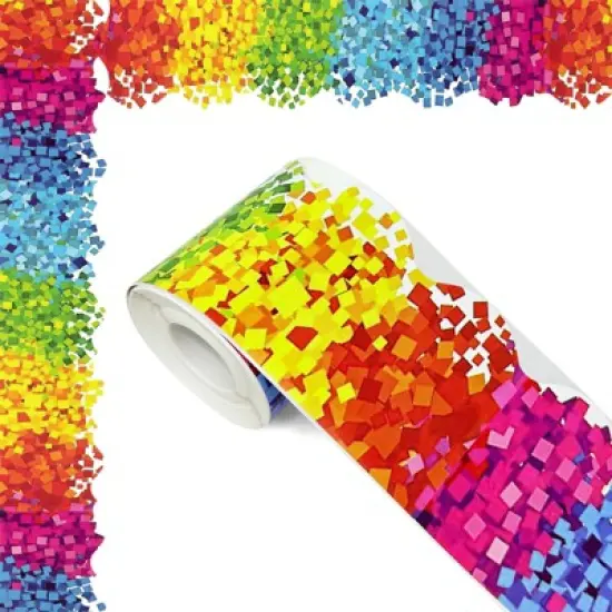 Wrapables 60 Feet Bulletin Board Border Trim Stickers, Confetti image {6}