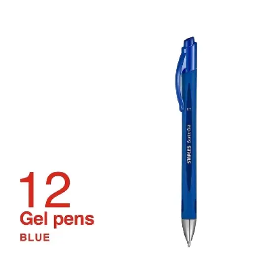 Staples Sonix Retractable Gel-Ink Pens Medium Point Blue Dozen (13563-CC) 651256 image {1}