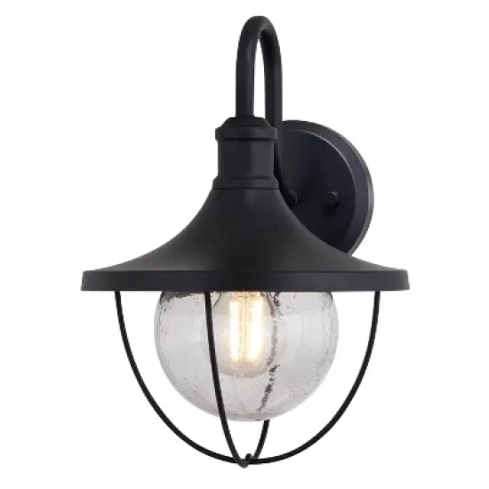 VAXCEL Dunlap 1 Light Textured Black Coastal Outdoor Wall Lantern Clear Glass image {5}