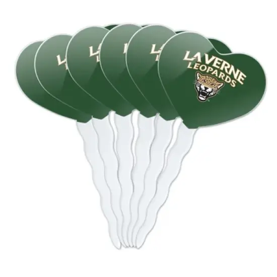 University of La Verne Primary Logo Heart Love Cupcake Picks Toppers Decoration Set of 6 image {7}