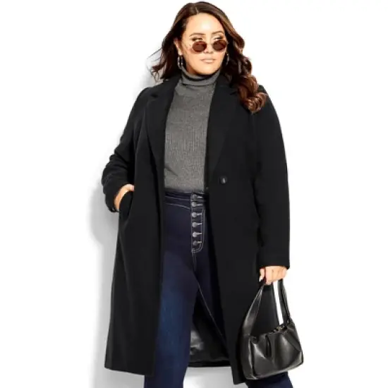 Women's Plus Size Effortless Chic Coat - black | CITY CHIC image {12}