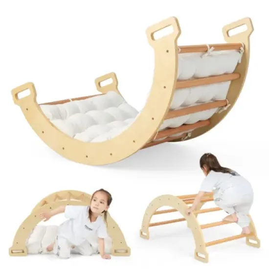 Costway 2-in-1 Arch Rocker with Soft Cushion Double-Sided Climbing Arch for Toddlers image {10}