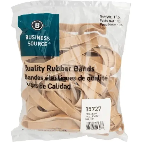 Business Source Rubber Bands Size 107 1 lb./BG 7"x5/8" Natural Crepe 15727 image {1}