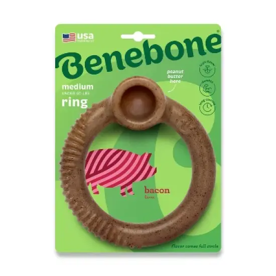 Benebone Bacon Chew Ring Dog Bone Toy image {8}