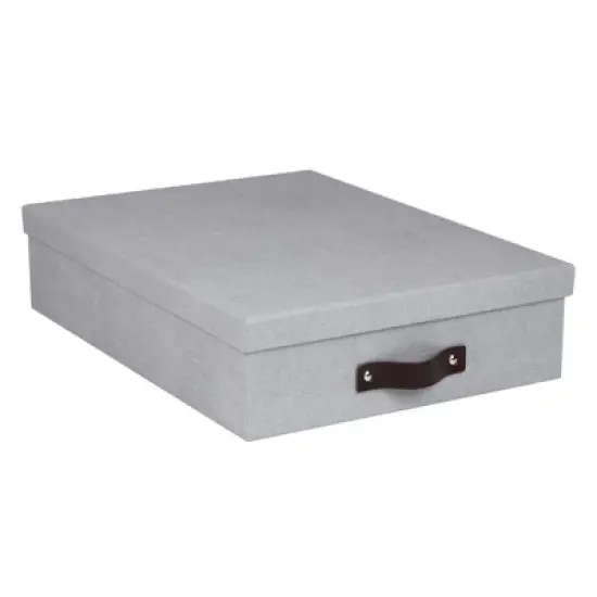 Bigso Oskar Document Letter Box with Lid and Leather Handle &ndash; Canvas Fiberboard File Organizer, 3.3" x 10.2" x 13.8" image {11}