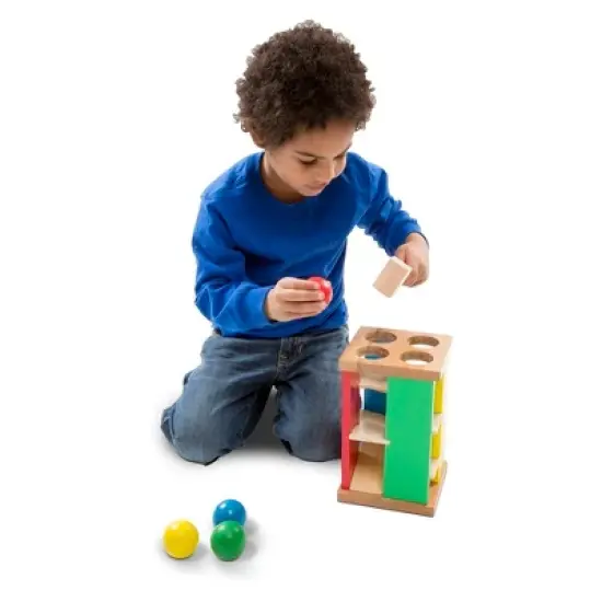 Melissa & Doug Deluxe Pound and Roll Wooden Tower Toy With Hammer image {2}