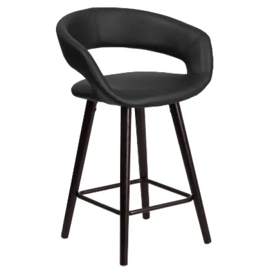 Merrick Lane 24 Inch Wood Ultramodern Bar Counter Stool With Black Upholstered Seat image {13}