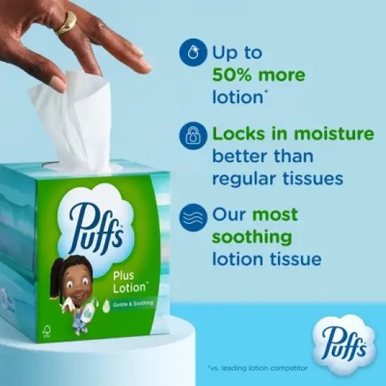 Puffs Plus Lotion Gentle & Soothing Facial Tissue image {1}