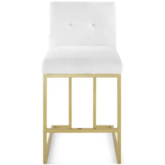 Privy Stainless Steel Upholstered Fabric Counter Height Barstool Gold - Modway image {11}