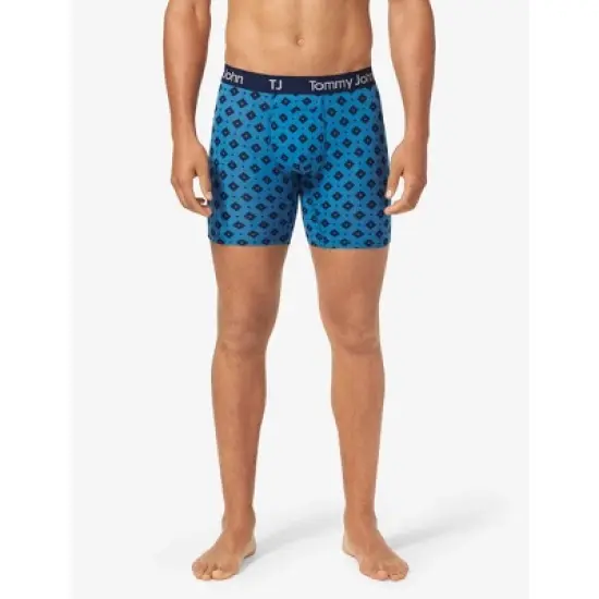 TJ | Tommy John&trade; Men's 6" Striped Boxer Briefs 2pk - Diamond Array/Crystal Blue image {4}