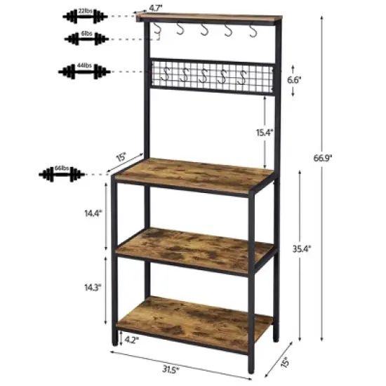 Yaheetech Kitchen Bakers Rack With 4 Storage Shelves image {2}