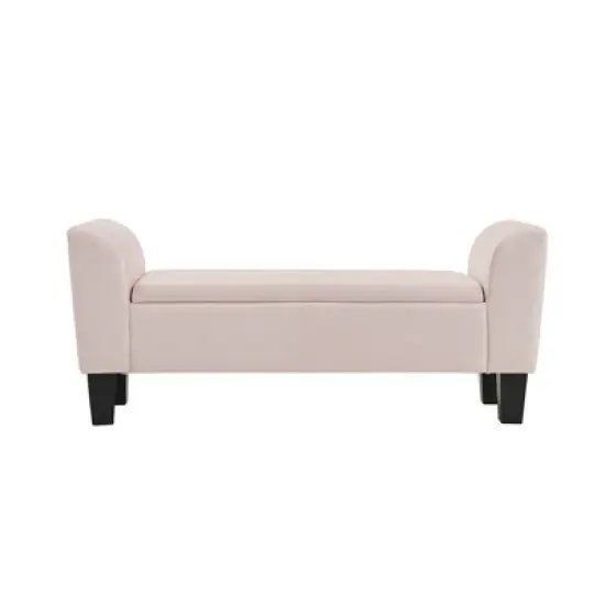 Simple Relax Bedroom Velvet Bench with Storage in Pink image {2}
