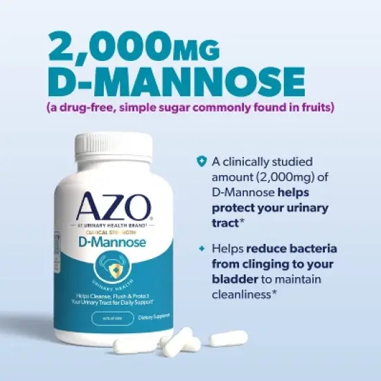 AZO Cleanse + Protect D-Mannose Capsules for Urinary Tract Health - 120ct image {6}