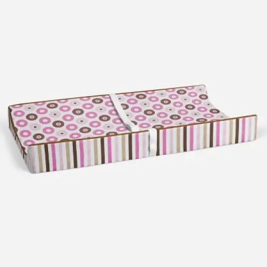 Bacati - Mod Dots/Stripes Pink/choco Dots changing pad cover image {3}