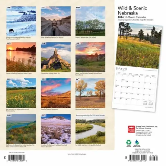 Browntrout 2023-2024 Wall Calendar 12"x12" Nebraska Wild & Scenic image {1}