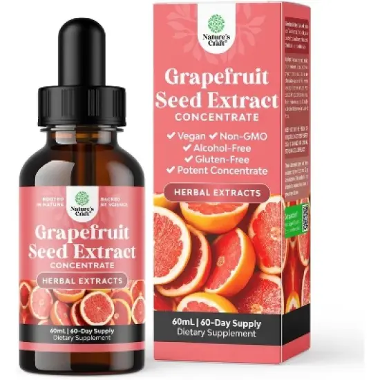 Grapefruit Seed Extract Liquid Supplement, Concentrated Liquid Drops with Bioflavonoids & Polyphenols for Gut & Immune Health, Nature's Craft, 60ml image {8}