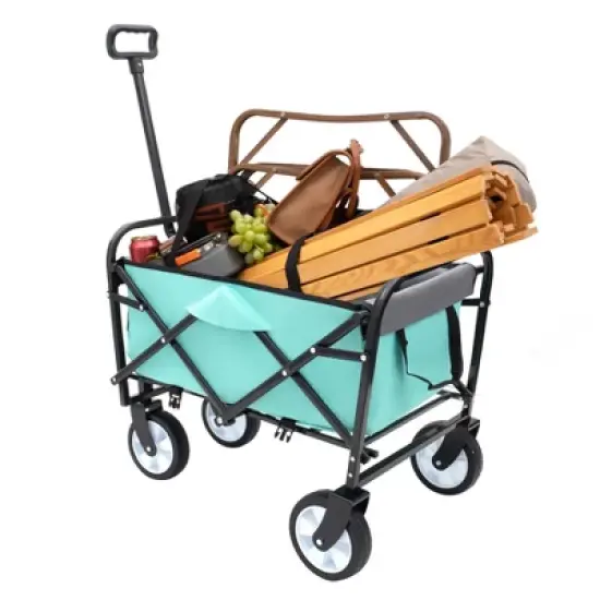 Collapsible Foldable Wagon Cart Beach Wagon Heavy Duty Utility Cart  For For Camping With 3Pcs Plastic Liner Bag image {9}