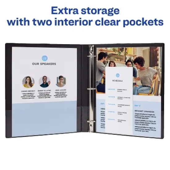 Avery Economy 3 Ring Binder, Label Holder, 1 Inch Round Rings, 4 Black Binders (04301) image {2}