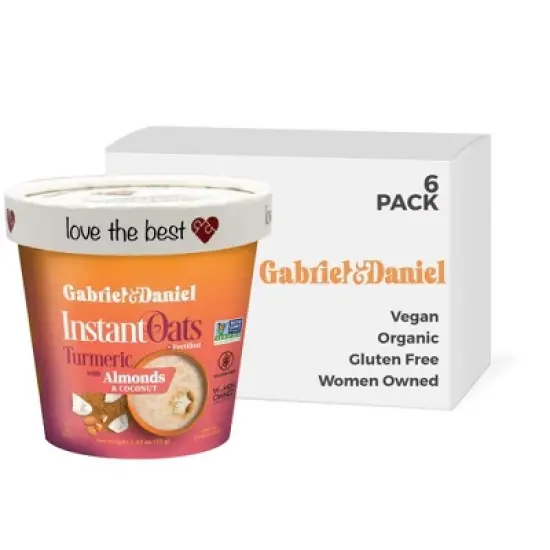 Gabriel & Daniel Instant Oatmeal with Turmeric, Almonds & Coconut | Organic, Gluten-Free, Non-GMO &ndash; High Fiber & Protein Breakfast &ndash; 6 Pack image {6}