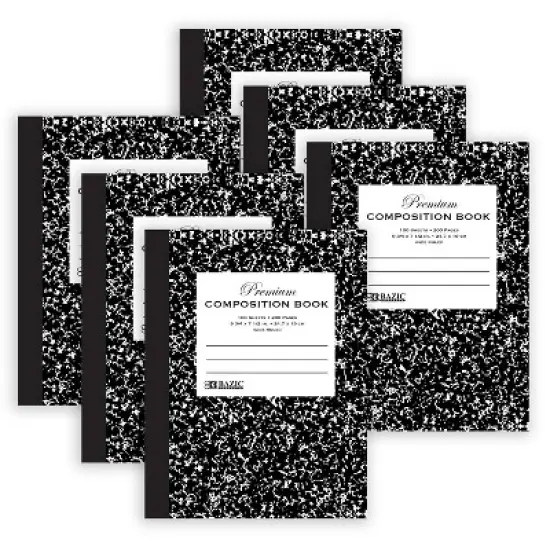 BAZIC Products&reg; Premium Composition Book, Wide Ruled, Black Marble, 100 Sheets, Pack of 6 image {7}