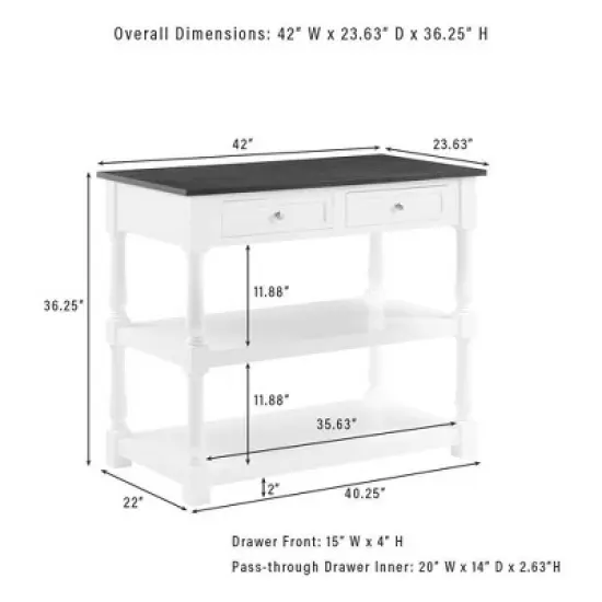 Caitlyn Wood Top Kitchen Island White/Dark Brown - Crosley image {10}