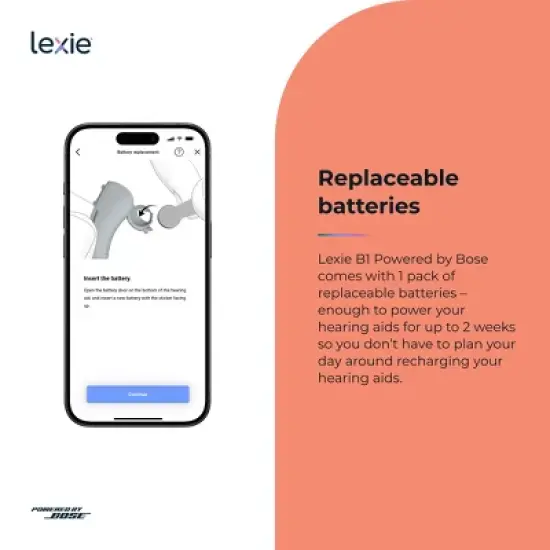 Lexie B1 OTC Hearing Aids Powered by Bose - Self-fitting OTC Hearing Aids for Adults and Seniors| Replaceable Batteries (Light Gray) image {10}