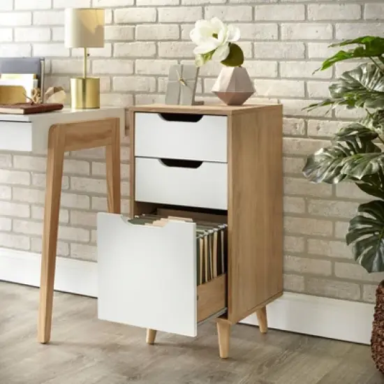 Este 3 Drawer Filing Cabinet Natural/White - Buylateral image {3}