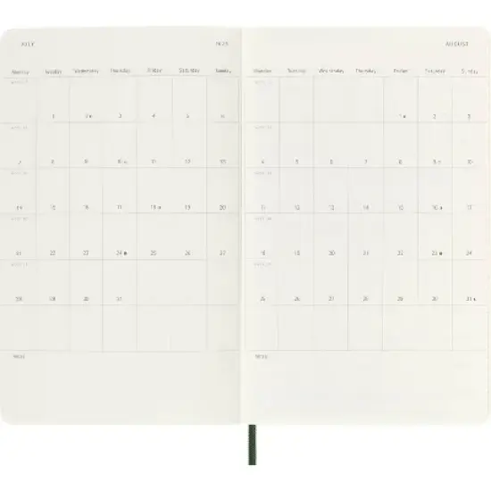Moleskine 2025 Weekly/Monthly Planner 5.125"x8.25" Large Softcover Myrtle Green: Pocket Calendar, College Ruled, Acid-Free image {4}