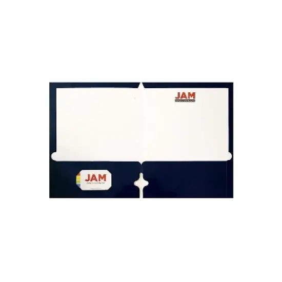 JAM Paper Laminated Glossy 3 Hole Punch Two-Pocket School Folders Navy Blue 385GHPNAC image {1}