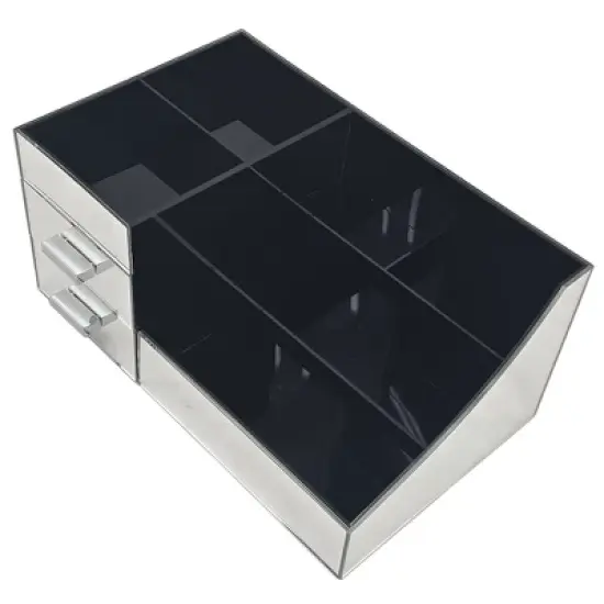 OnDisplay Cindy Tiered 2 Drawer Mirrored Acrylic Makeup/Jewelry Organizer for Bathroom Vanity/Desktop image {3}