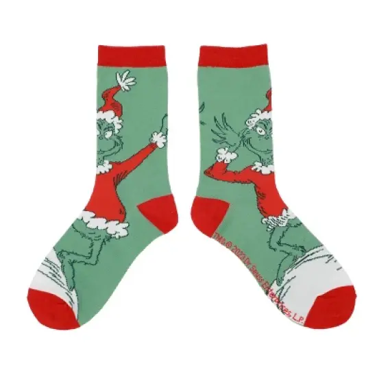 The Grinch Red and Green Womens Crew Socks (Pack of 5) image {3}