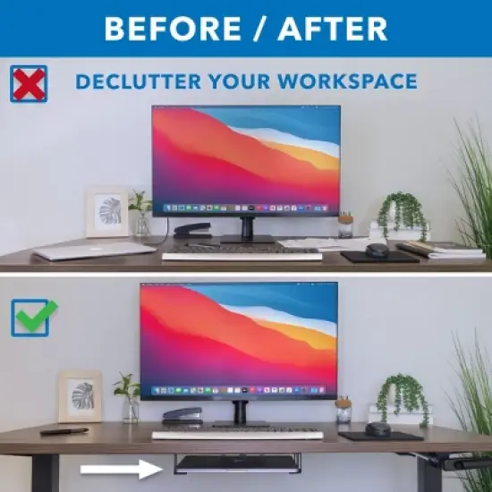 Mount-It! Under Desk Laptop Mount Holder | Small Multimedia Device Mount Underdesk Shelf for Laptop, Mac Mini, MacBook, Keyboard, Anti Scratch | Black image {6}