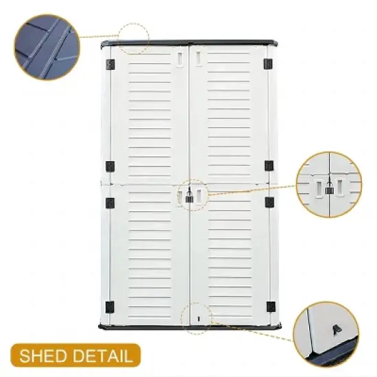 WELLFOR 380 gal Vertical Storage Deck Box Beige image {3}