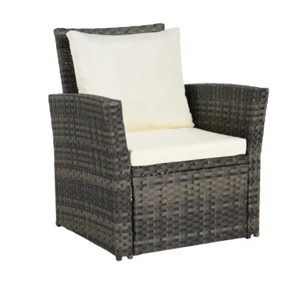 4 Piece Outdoor Wicker Patio Furniture Sets,Rattan Garden Furniture Sofa Set,Poolside Sofas with Cushions and Glass Coffee Table-Coolbibila image {4}