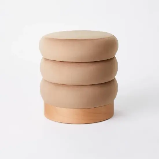 Clarkdale Channel Tufted Ottoman with Wood Base - Threshold&trade; designed with Studio McGee image {8}