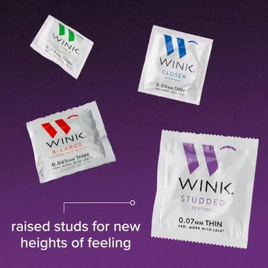 Wink Studded Texture Thin Lubricated Condom 0.07mm, 10 Ct image {3}