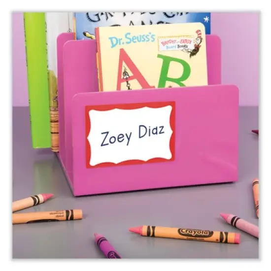 Avery Printable Adhesive Name Badges, 3.38 x 2.33, Red Border, 100/Pack image {5}