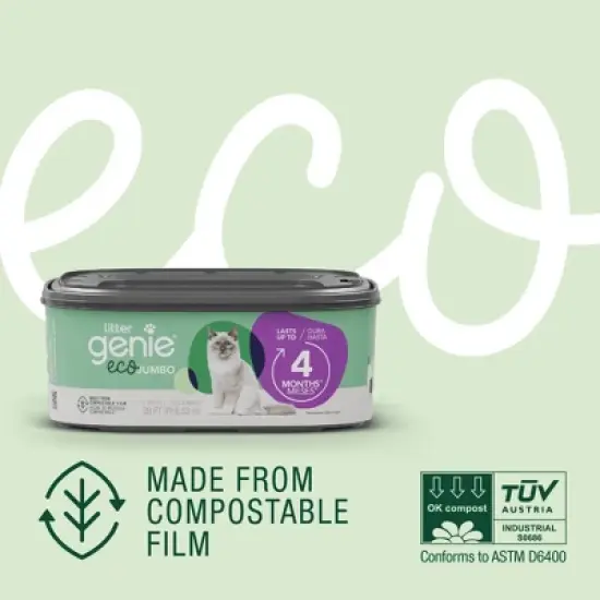 Litter Genie Eco Jumbo Refill Compostable Cats Litter Waste Disposal Bags image {3}