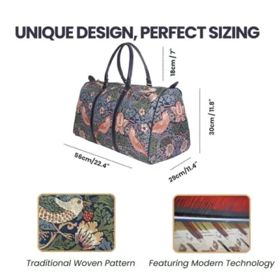 Signare USA William Morris Strawberry Thief Blue Big Holdall/Duffel Bag image {4}