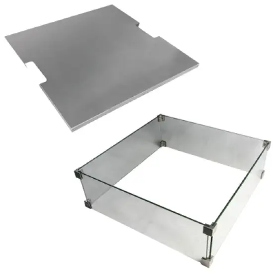 Elementi Manhattan 2Pc Fire Pit Accessories Set &ndash; Includes Glass Wind Screen & Stainless Steel Lid image {5}
