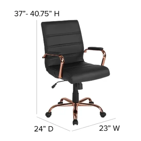 Emma and Oliver Mid-Back Executive Swivel Office Chair with Metal Frame and Arms image {3}