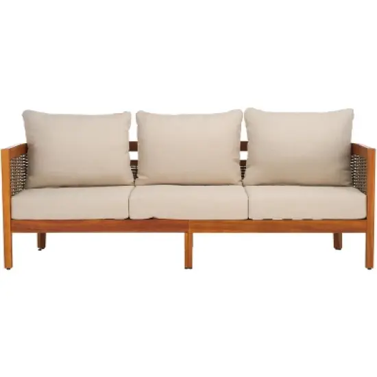 Amanda 3 Seater Sofa - Indoor/Outdoor - PAT7093 - Natural/Taupe - Safavieh image {11}