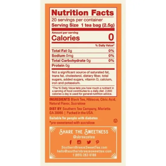 Southern Breeze Sweet Tea Cold Brew Blood Orange 20ct Pack of 4 image {4}