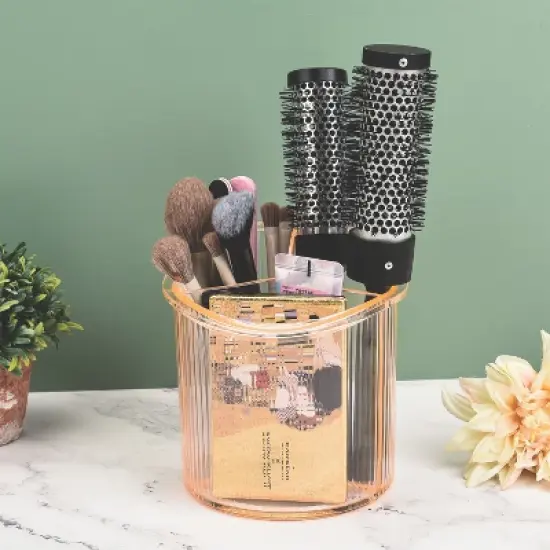 Trio Home 3 Compartment Cosmetic & Beauty Organizer, Brush Holder, Makeup, Jewelry, Office Accessories, Cutlery, Vanity Holder image {1}