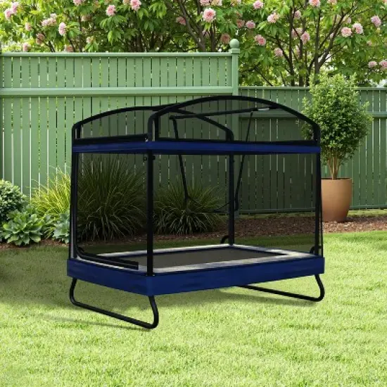 Belatt 4x6FT Rectangular Outdoor Trampoline with Safety Net &ndash; Black & Blue, for Kids and Adults image {2}