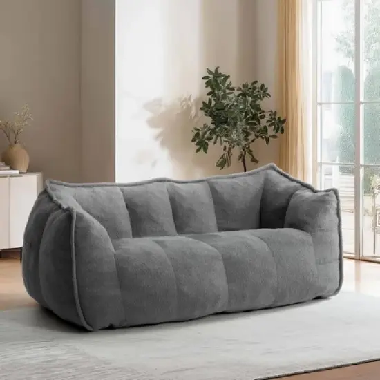 Pamapic Oversized Teddy Fabric Bean Bag Chair, Foam Filled Double Seater for Living Room image {9}
